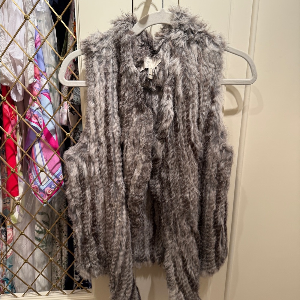 Joie Gray Faux Fur Vest
